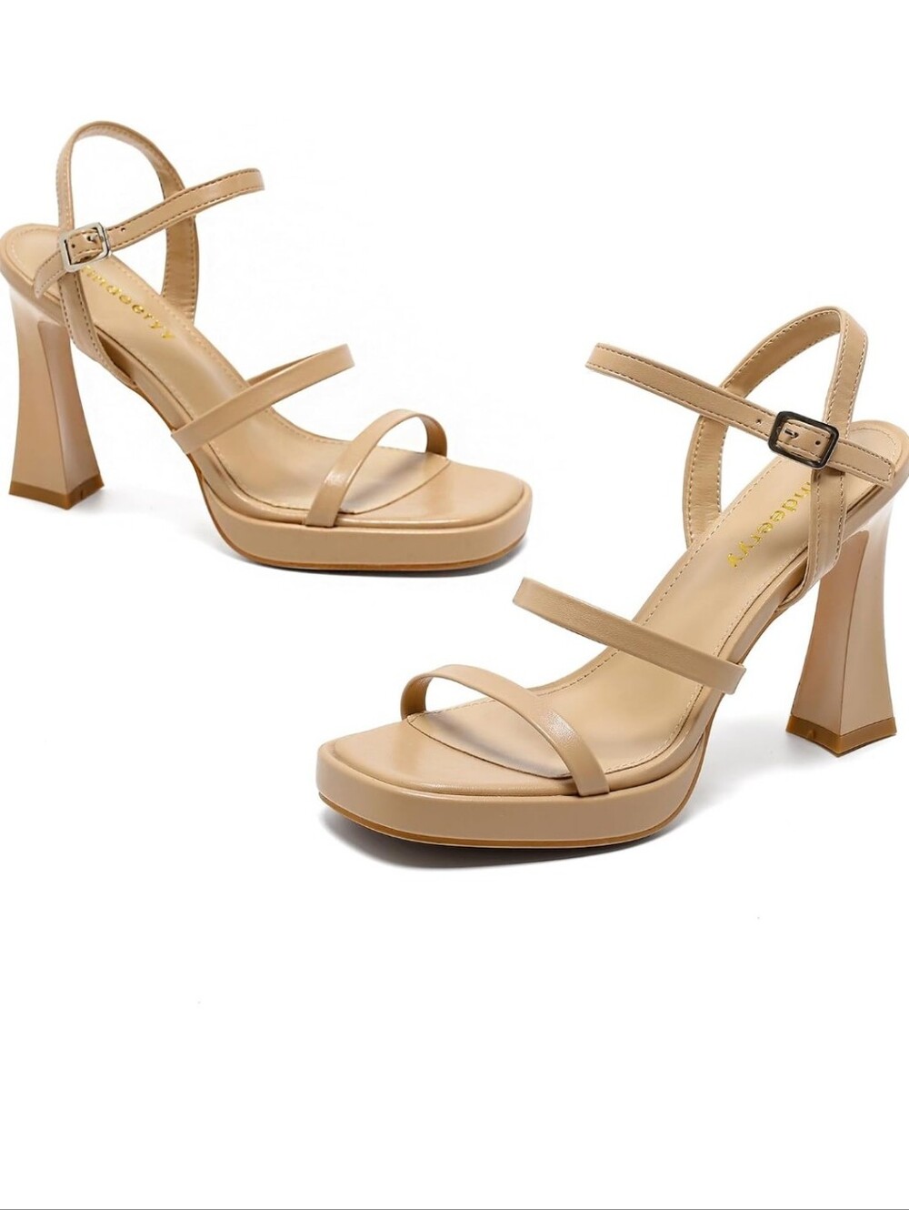 Nude Tan Strappy High-Heel Sandals